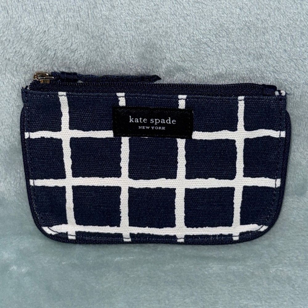 kate spade Navy and White Grid Pouch - Picture 11 of 11